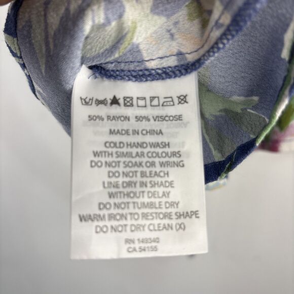 Rolla’s Blue Floral Viscose Rayon Orient Look Blouse Small - Picture 10 of 11